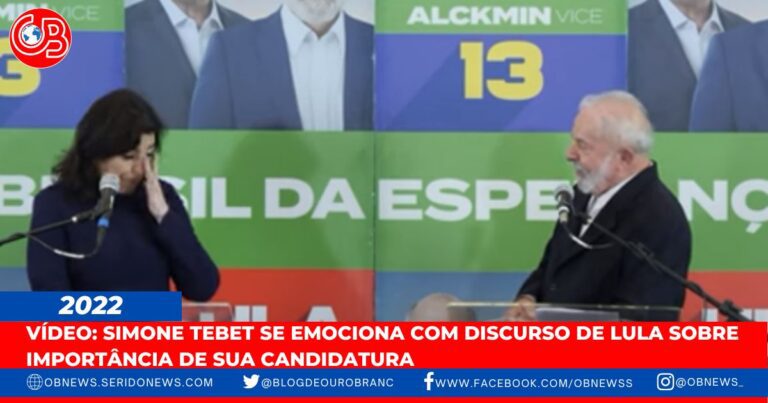 VÍDEO: Simone Tebet se emociona com discurso de Lula sobre importância de sua candidatura