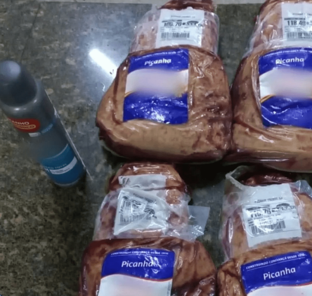 Homem é preso em flagrante ao tentar furtar 4 peças de picanha em supermercado na Grande Natal