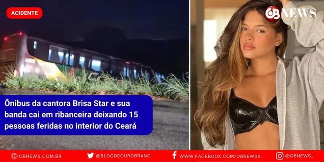 Ônibus da cantora Brisa Star e sua banda cai em ribanceira