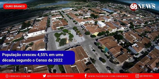 População cresceu 4,55% em uma década segundo o Censo de 2022