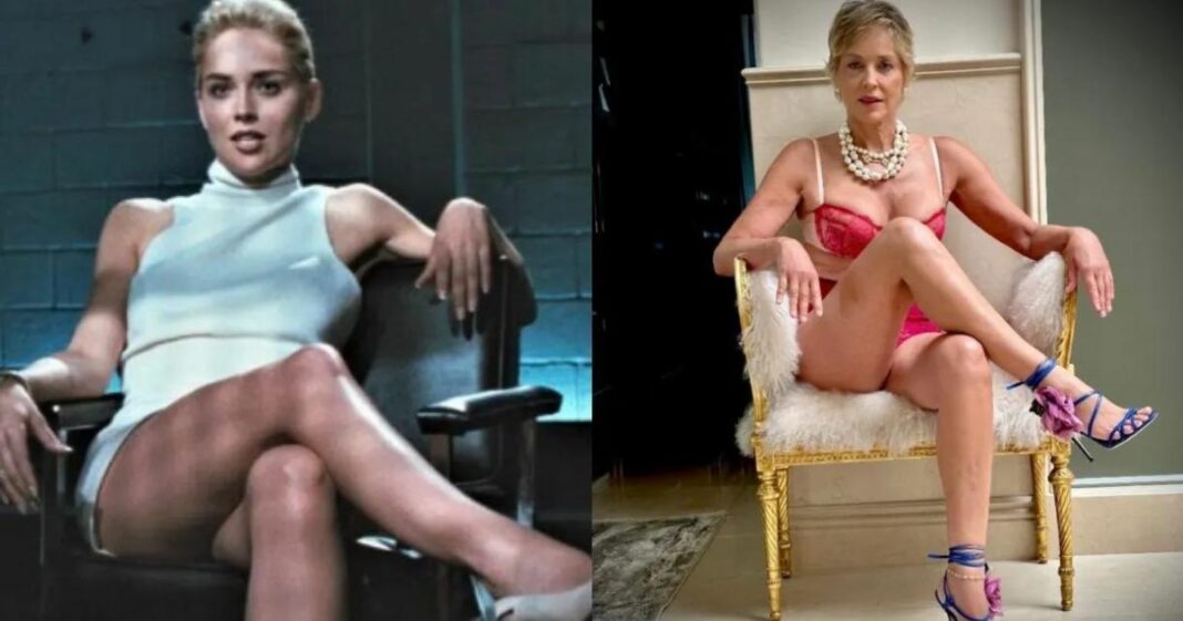 De lingerie, Sharon Stone recria cena