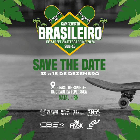 Campeonato Brasileiro de Skate Street (Sub-16) divulga local oficial