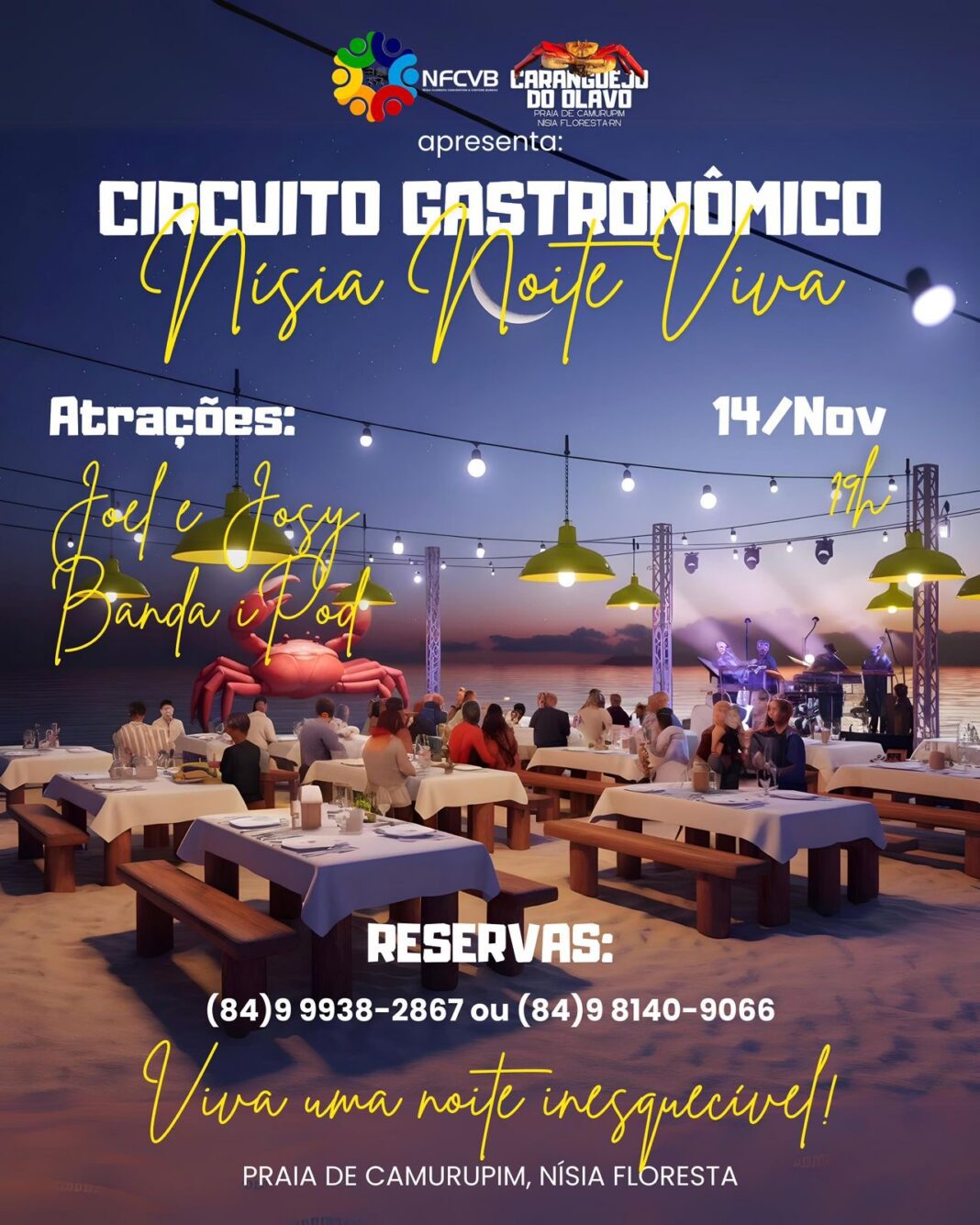 CARANGUEIJO DO OLAVO PROMOVE O CIRCUITO GASTRONÔMICO ‘NISIA NOITE VIVA’