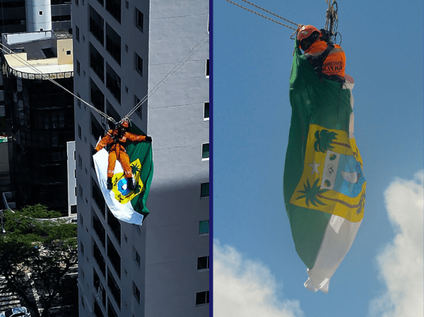 Corpo de Bombeiros realiza simulado em altura em avenida de Natal para celebrar os 107 Anos da Corporação 