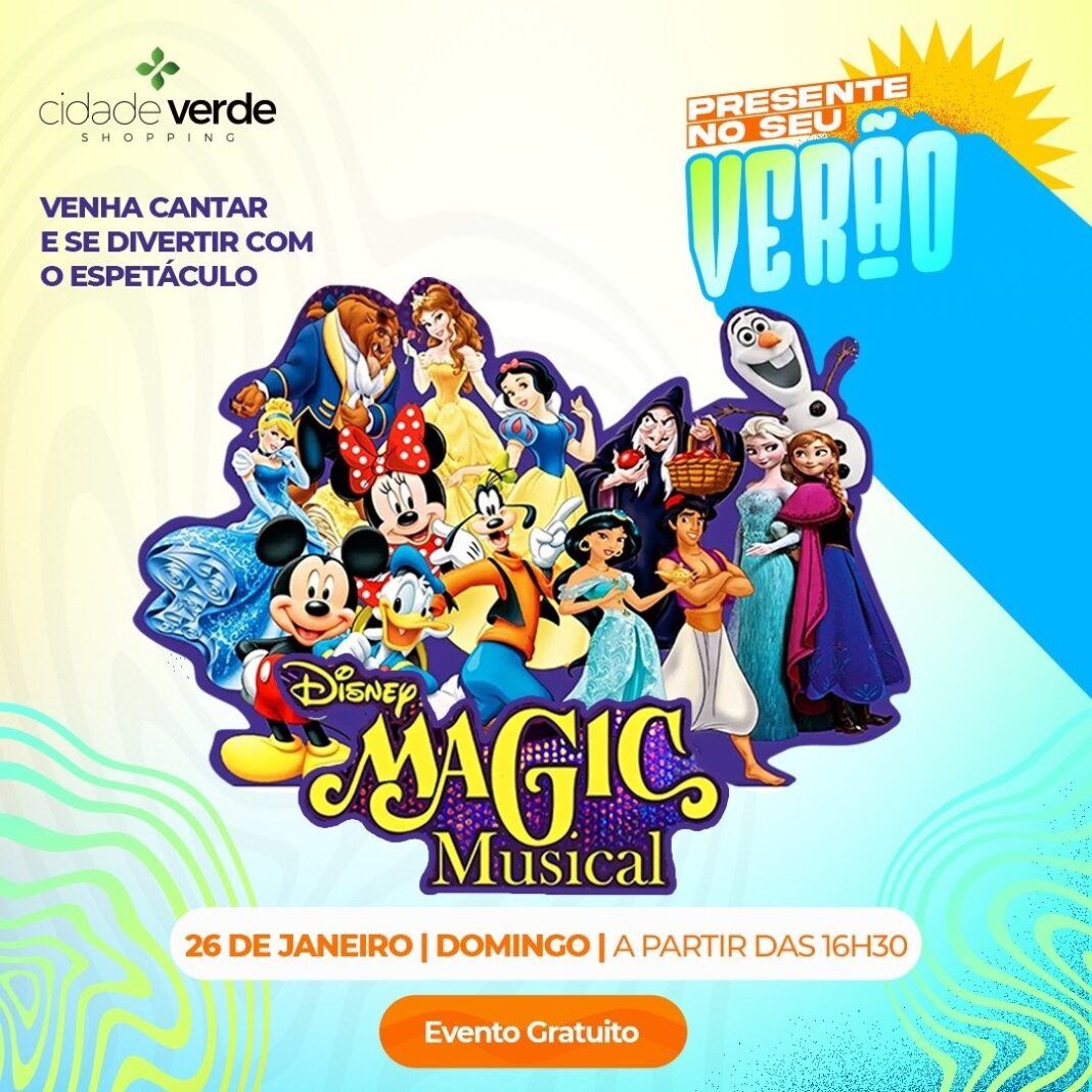 Espetáculo gratuito “Disney Magic Musical” acontece neste domingo em Natal